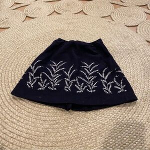 David Charles wool navy girls embroidered fern skirt 4Y
